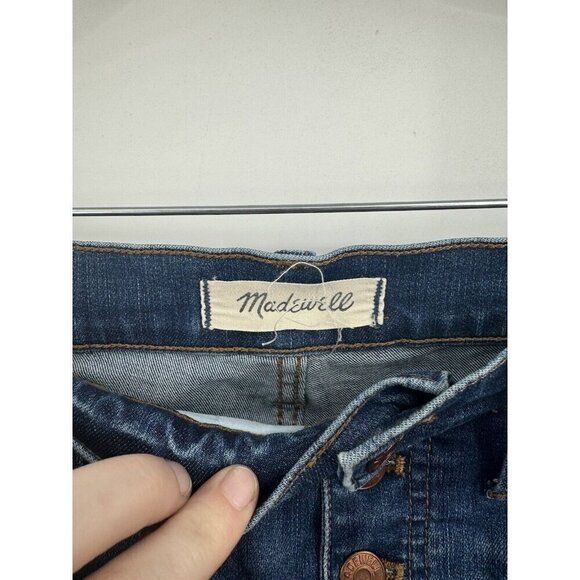 Madewell 10” High Rise Skinny Jean Women 26 Blue Wash Denim Button Fly Distress - Picture 3 of 7